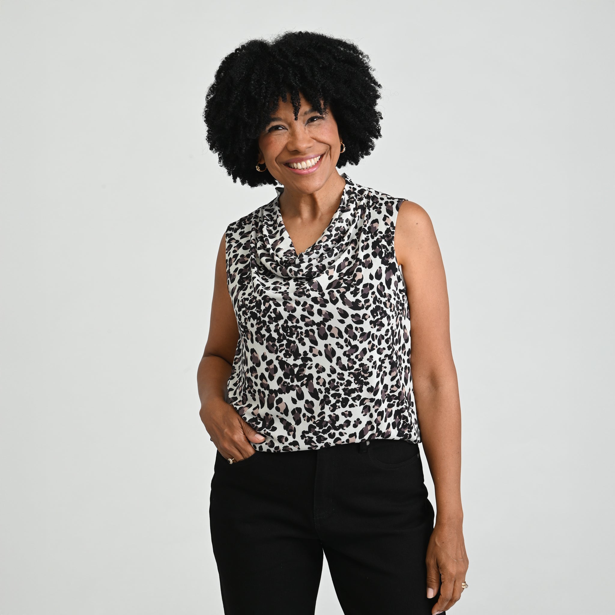 Christopher & Banks Printed Mesh Cowl Neck Shell – ShopHQ