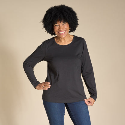 Christopher & Banks Long Sleeve Jewel Neck Perfect Tee