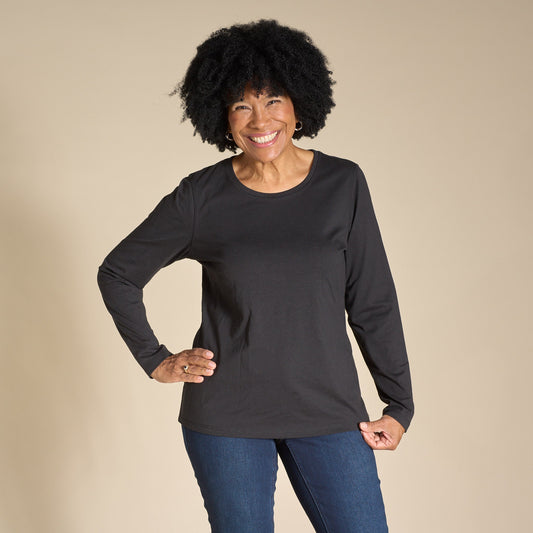 Christopher & Banks Long Sleeve Jewel Neck Perfect Tee