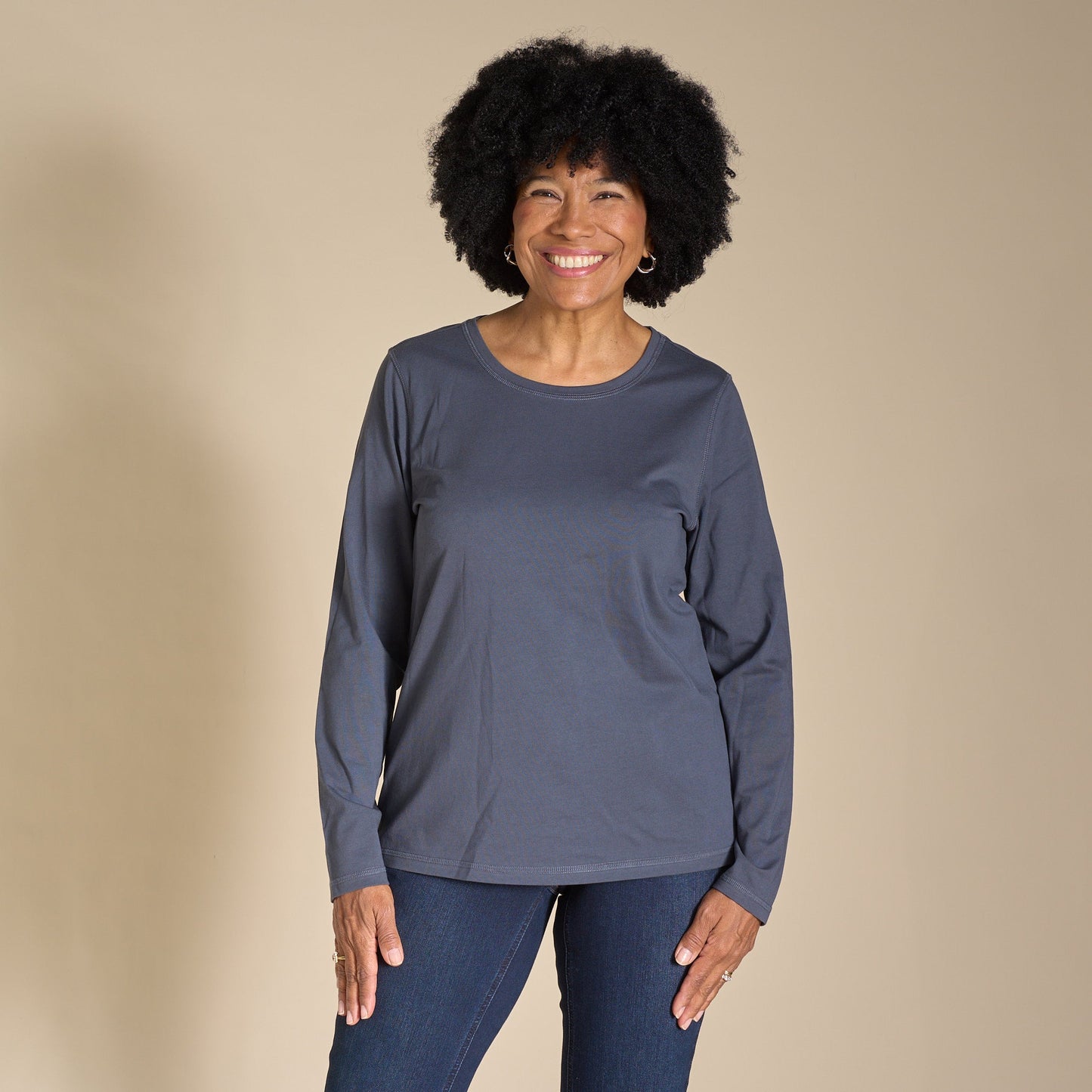 Christopher & Banks Long Sleeve Jewel Neck Perfect Tee