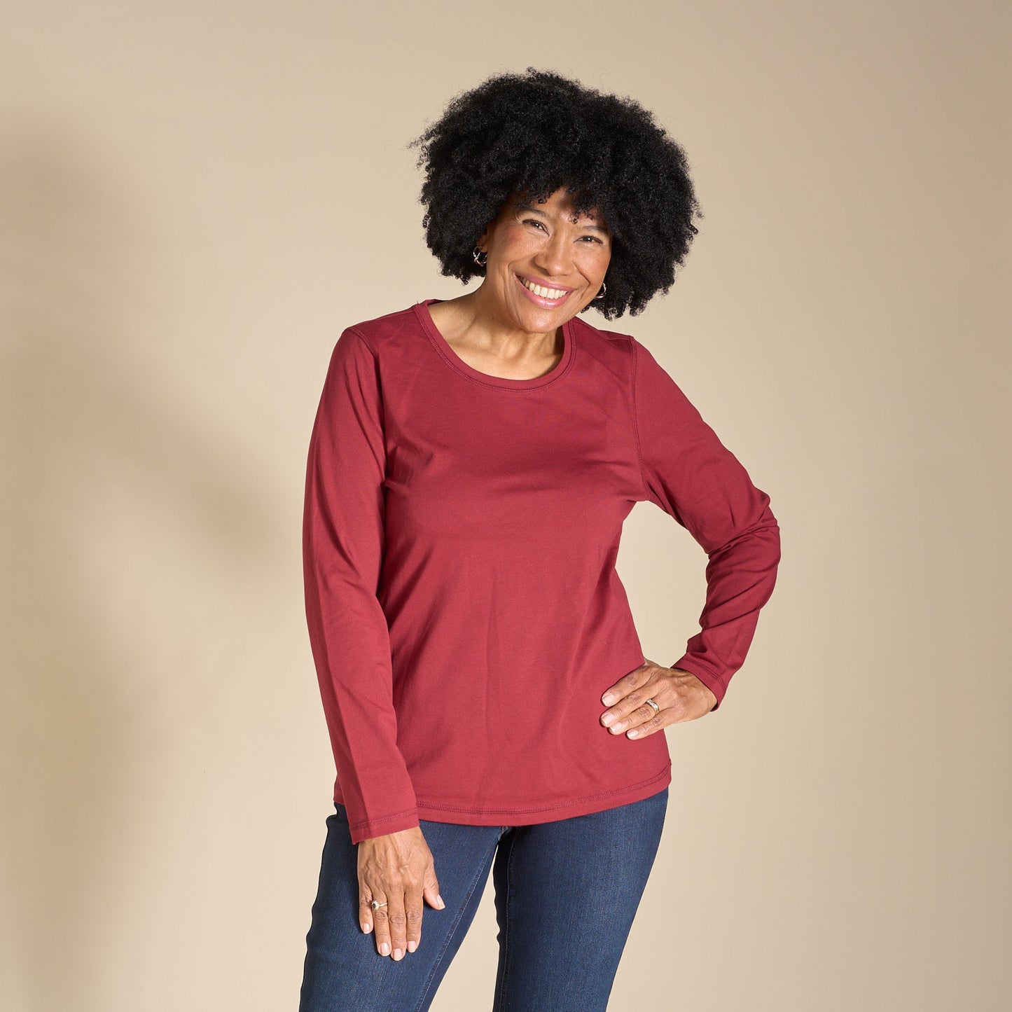 Christopher & Banks Long Sleeve Jewel Neck Perfect Tee