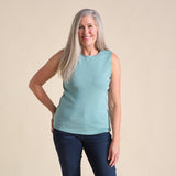 Christopher & Banks Women's Plus Size Sleeveless Crew Neck Satin Trim Perfect Tank