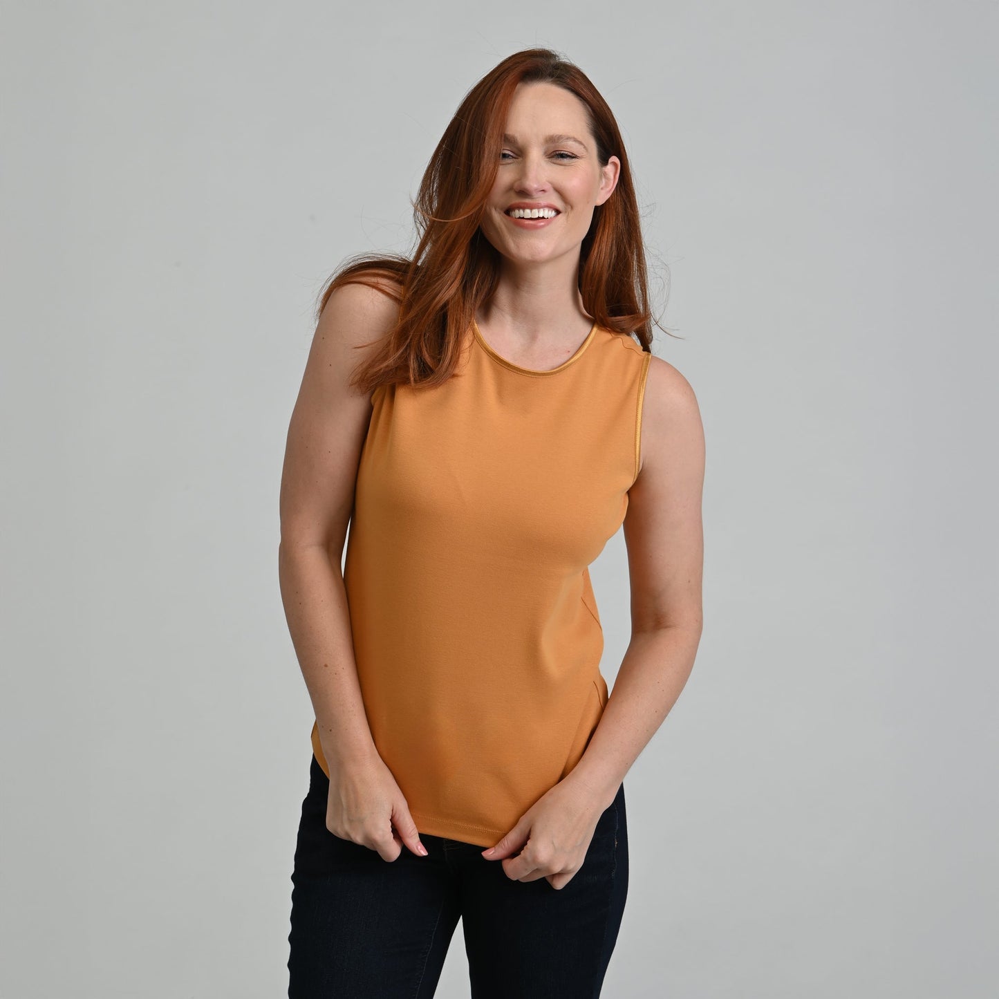 Christopher & Banks Women's Missy Sleeveless Crew Neck Satin Trim Perfect Tank