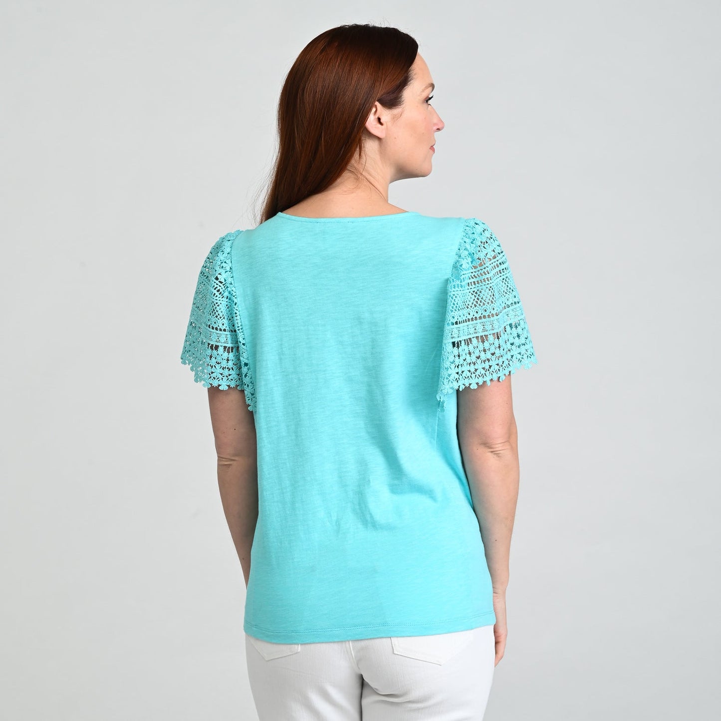 Christopher & Banks Lace Flutter Sleeve Top