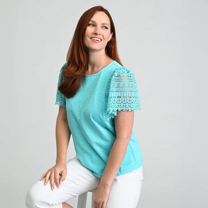 Christopher & Banks Lace Flutter Sleeve Top