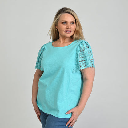 Christopher & Banks Lace Flutter Sleeve Top