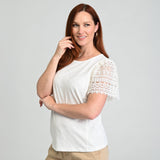 Christopher & Banks Lace Flutter Sleeve Top