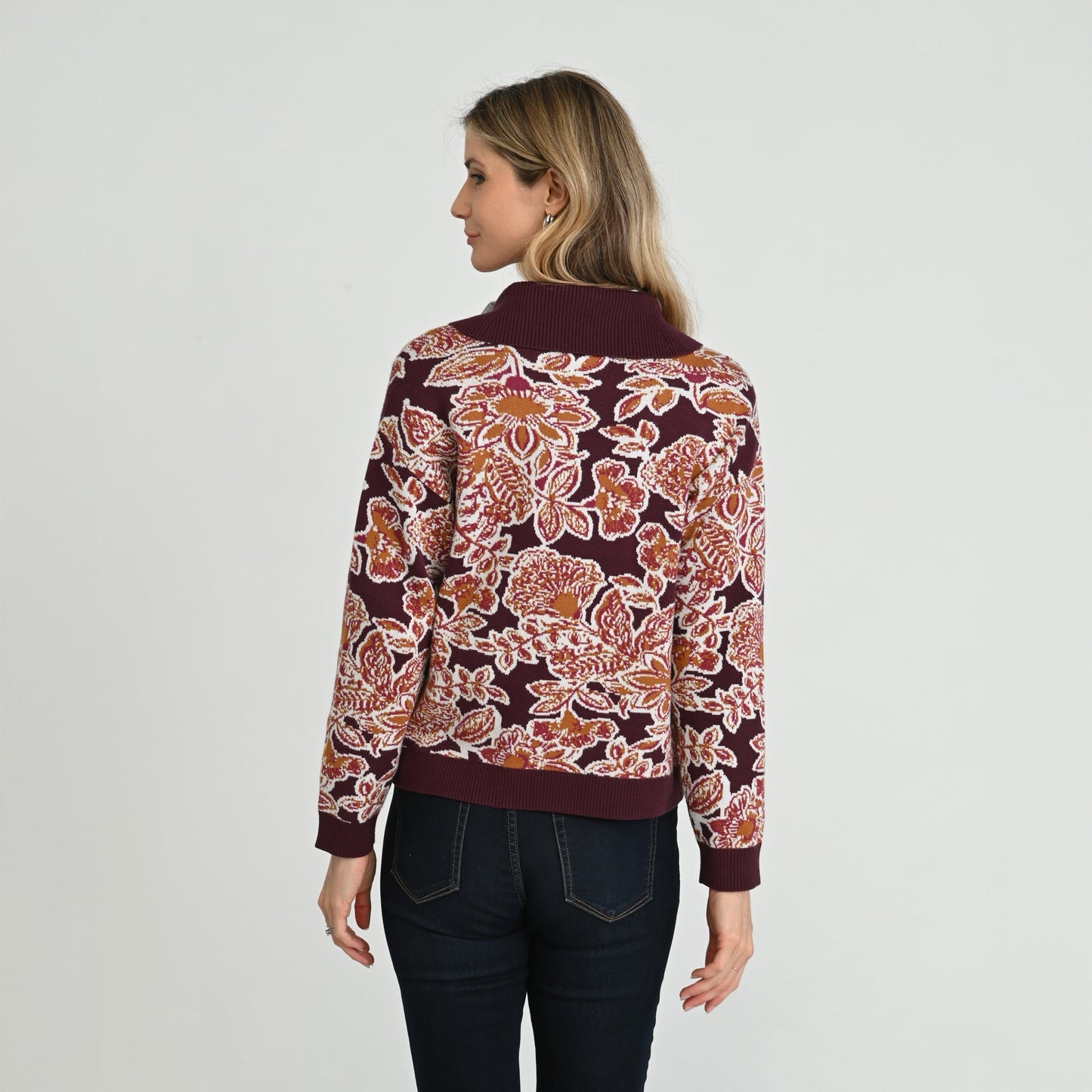 Christopher & Banks Floral Shawl Collar Cardigan