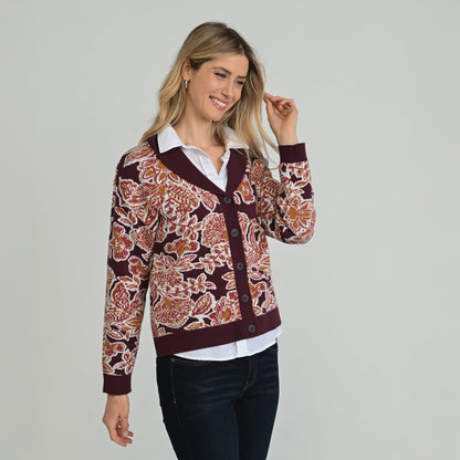 Christopher & Banks Floral Shawl Collar Cardigan