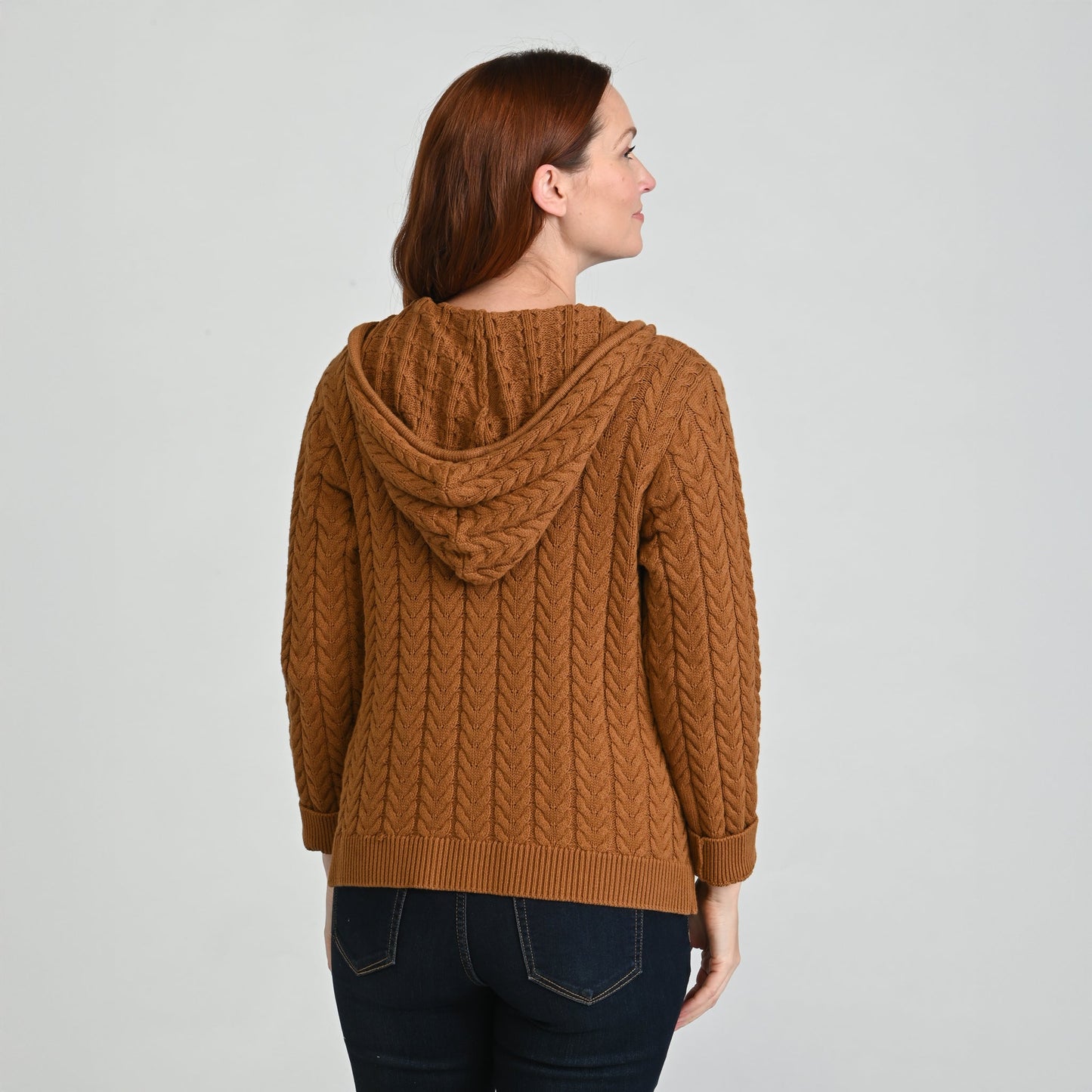 Christopher & Banks Cable Knit Zip Front Hoodie