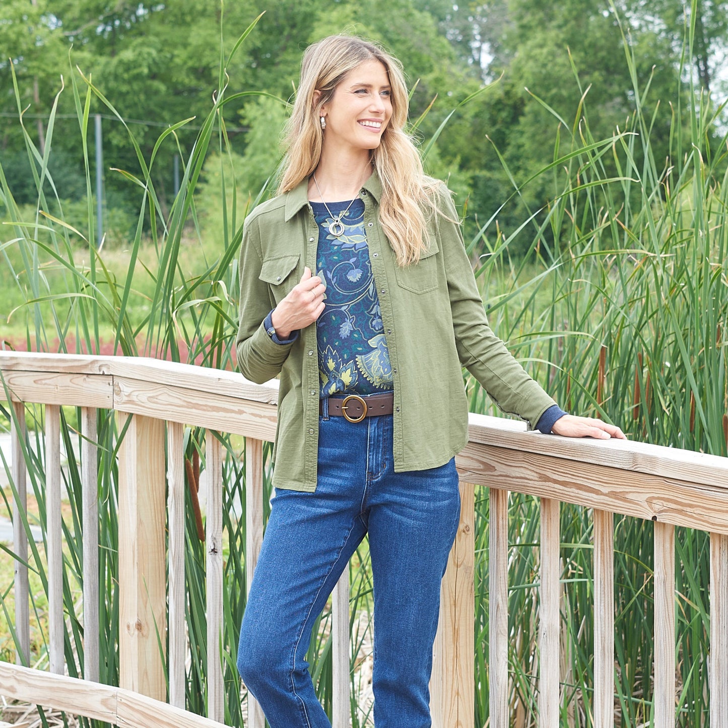 Christopher & Banks Long Sleeve Knit Button Up Top