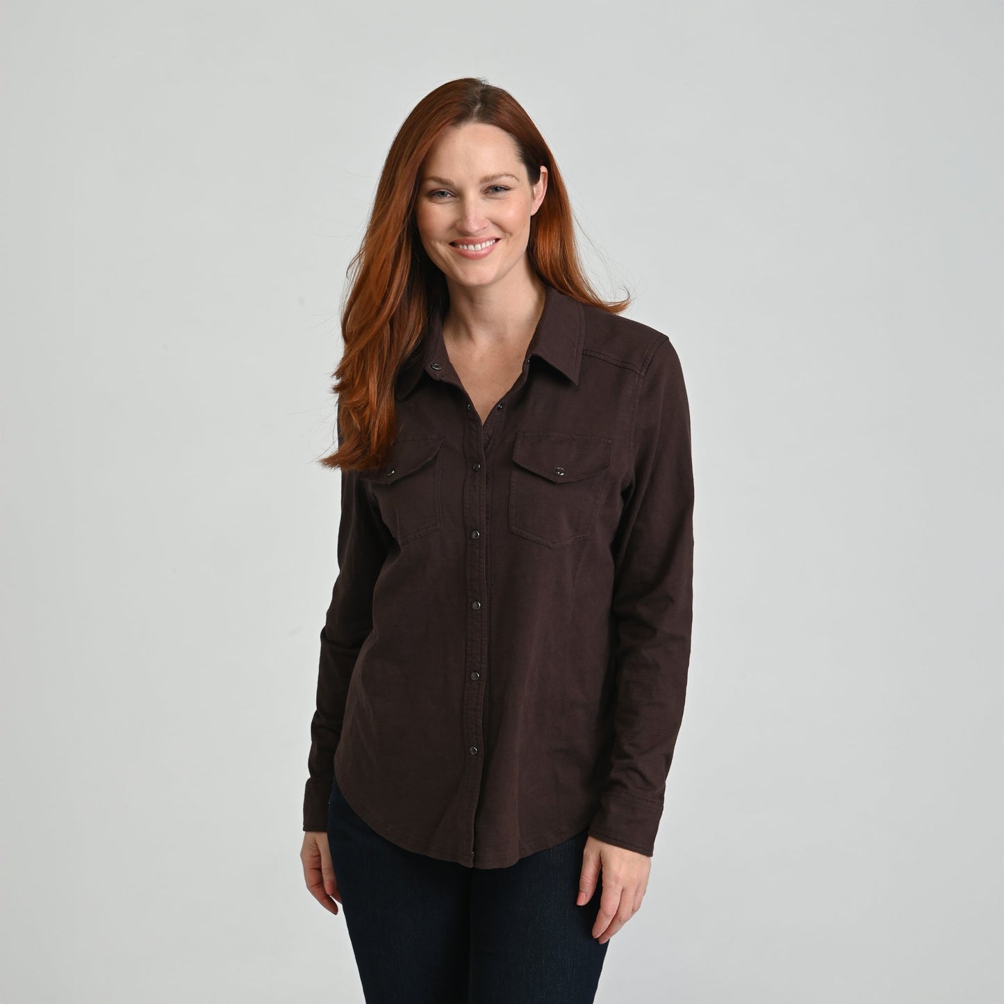 Christopher & Banks Long Sleeve Knit Button Up Top