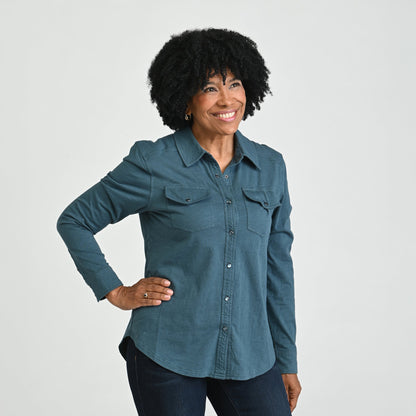 Christopher & Banks Long Sleeve Knit Button Up Top