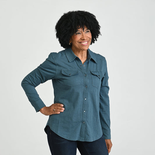 Christopher & Banks Long Sleeve Knit Button Up Top