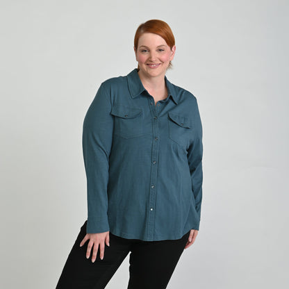 Christopher & Banks Long Sleeve Knit Button Up Top