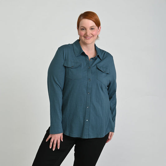 Christopher & Banks Long Sleeve Knit Button Up Top