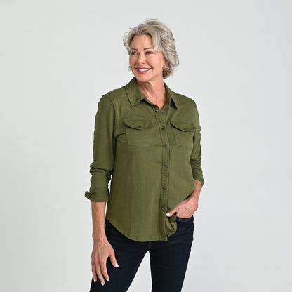 Christopher & Banks Long Sleeve Knit Button Up Top