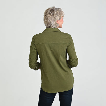 Christopher & Banks Long Sleeve Knit Button Up Top