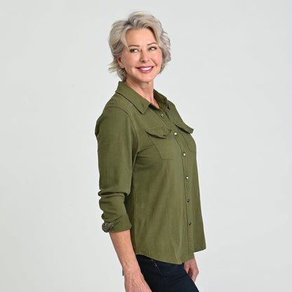 Christopher & Banks Long Sleeve Knit Button Up Top