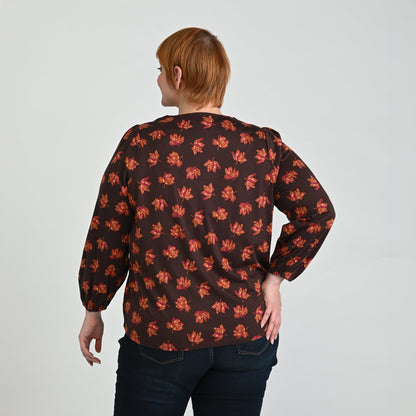 Christopher & Banks Embroidered Tie Neck Peasant Top