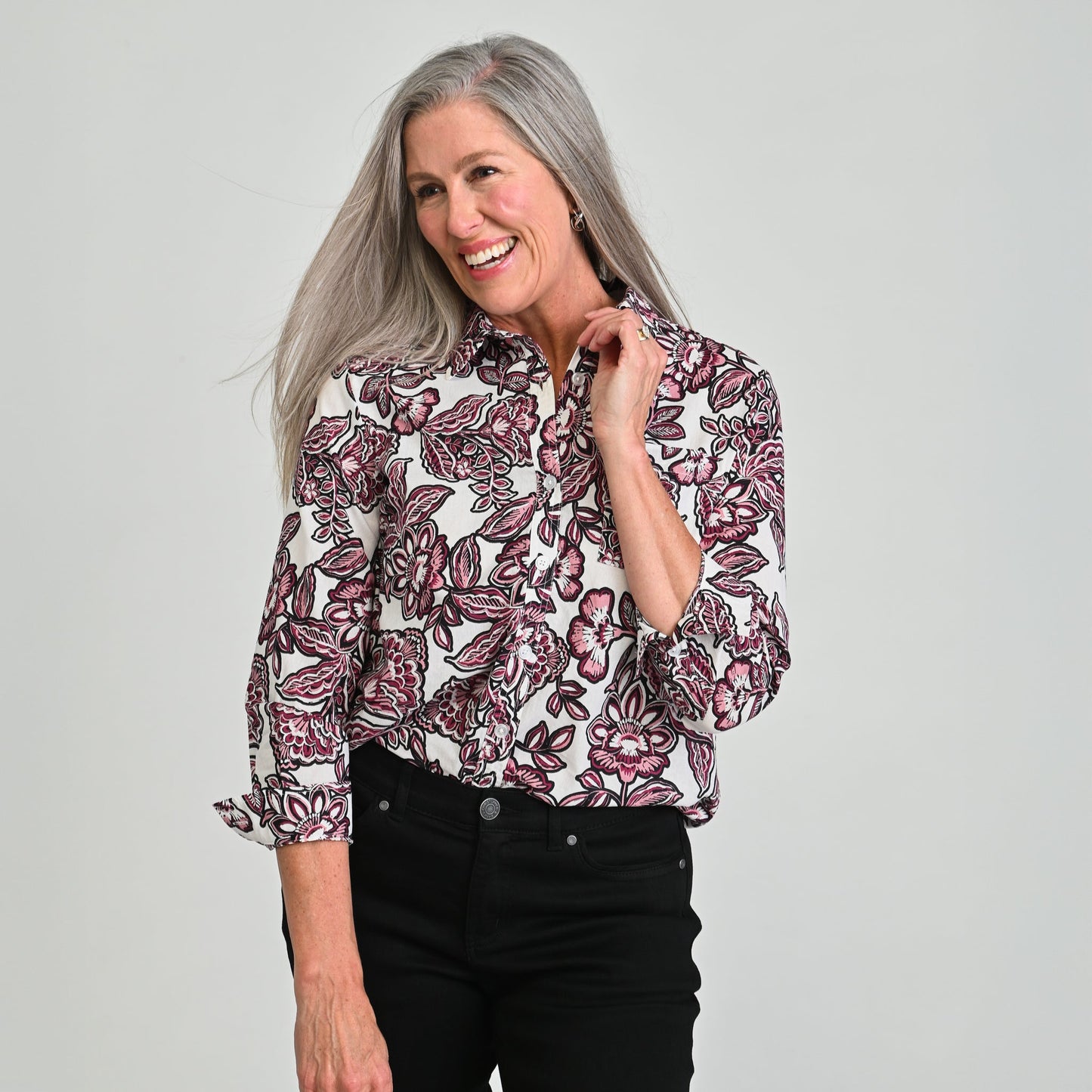 Christopher & Banks Floral Button Down Shirt