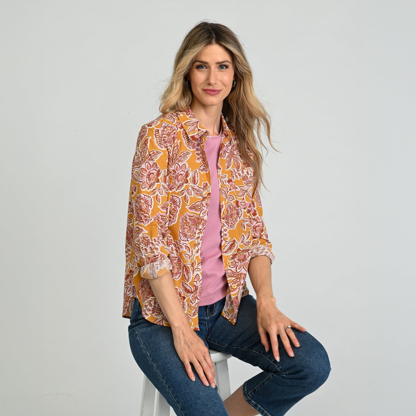 Christopher & Banks Floral Button Down Shirt