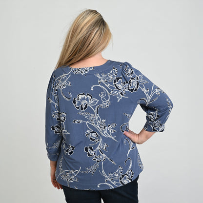 Christopher & Banks Printed Scoop Neck 3/4 Sleeve Top