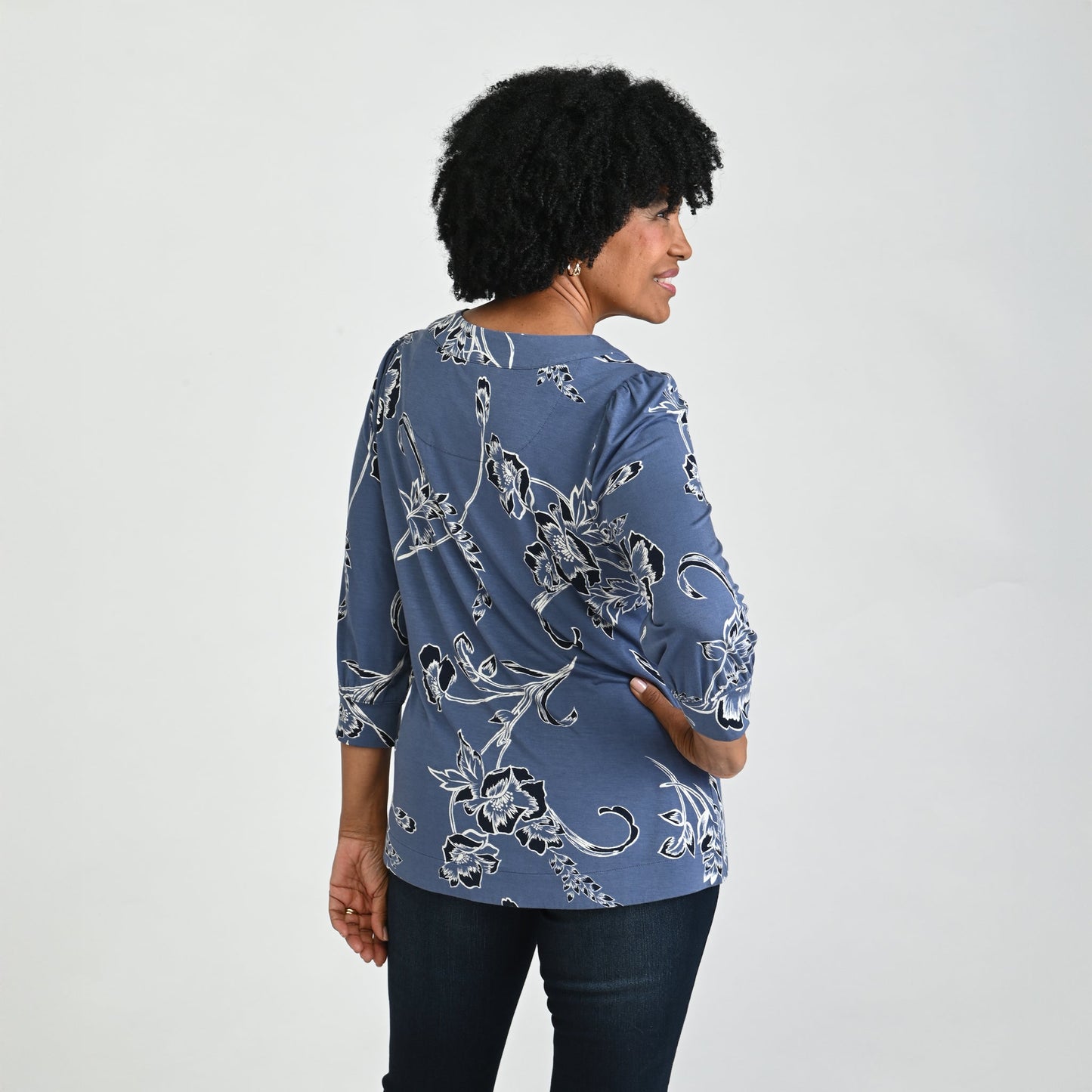 Christopher & Banks Printed Scoop Neck 3/4 Sleeve Top