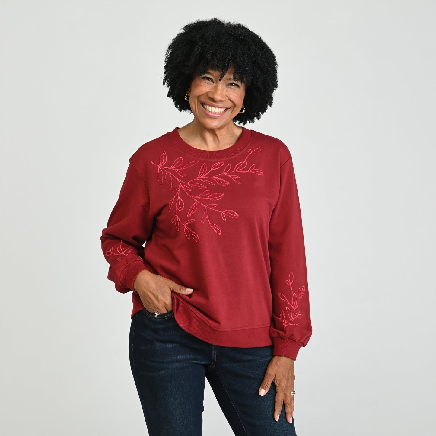 Christopher & Banks Embroidered French Terry Sweatshirt