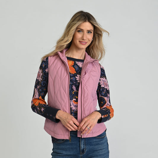 Christopher & Banks Quilted Zip Front Solid Vest