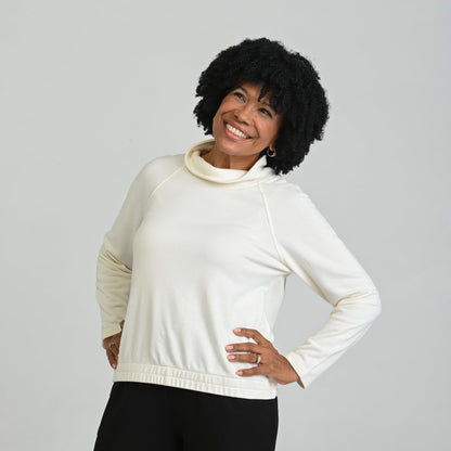 Christopher & Banks Relaxed Restyled French Terry Funnel Neck