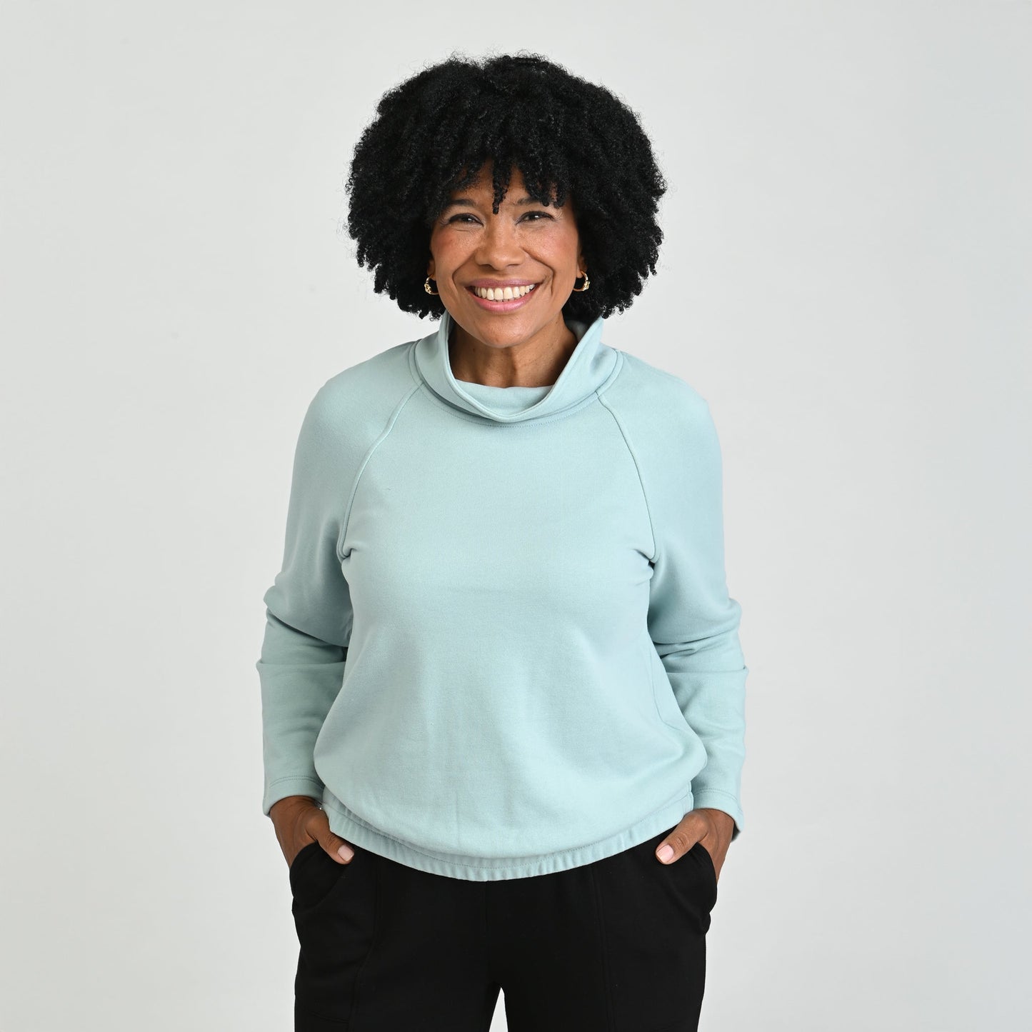 Christopher & Banks Relaxed Restyled French Terry Funnel Neck