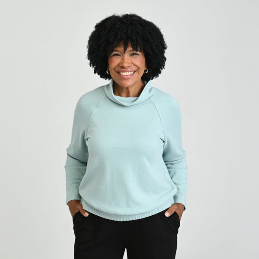 Christopher & Banks Relaxed Restyled French Terry Funnel Neck