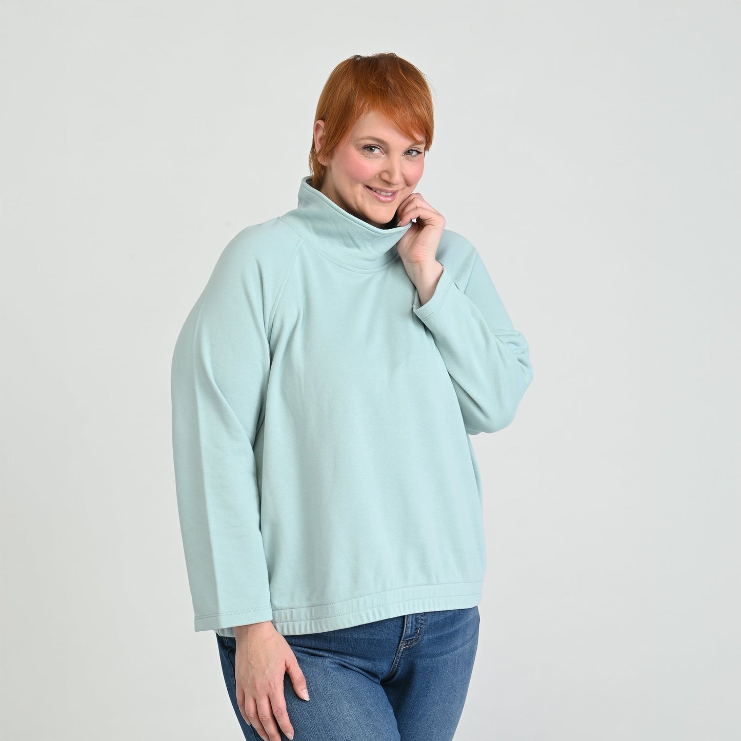 Christopher & Banks Relaxed Restyled French Terry Funnel Neck