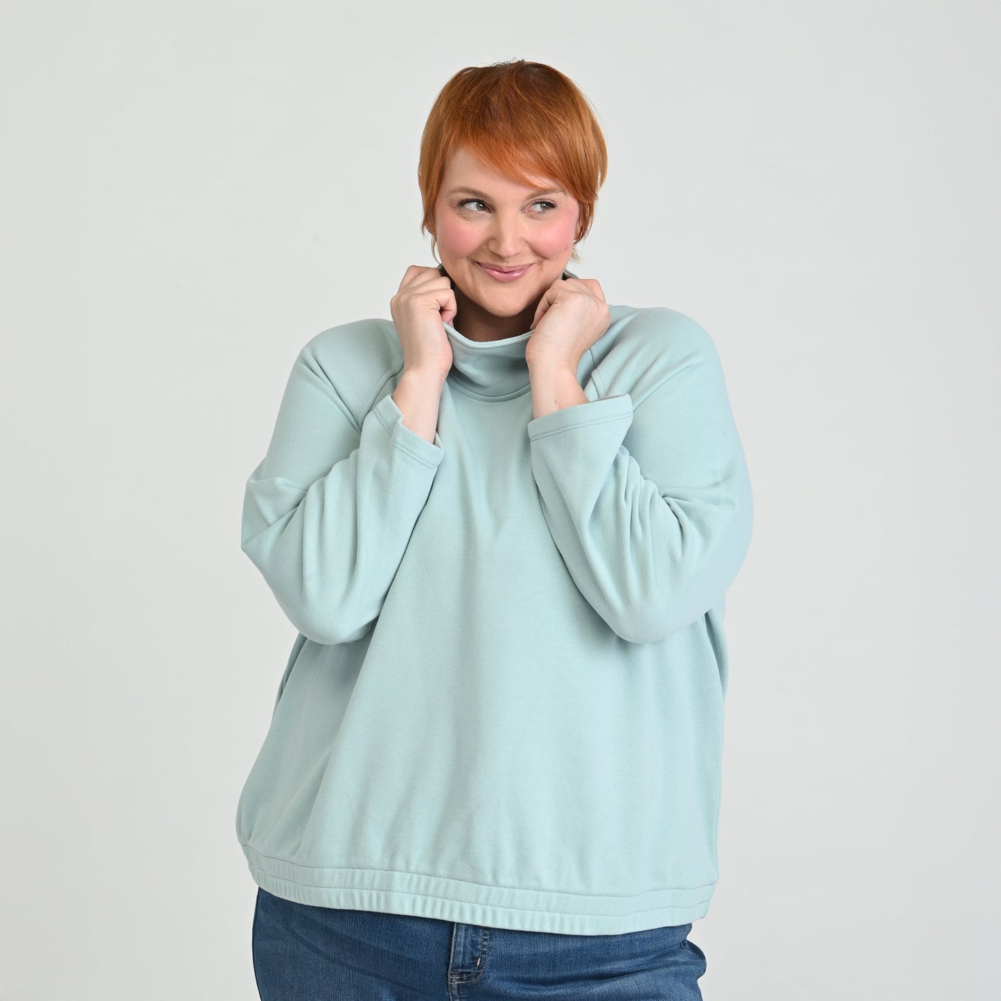 Christopher & Banks Relaxed Restyled French Terry Funnel Neck