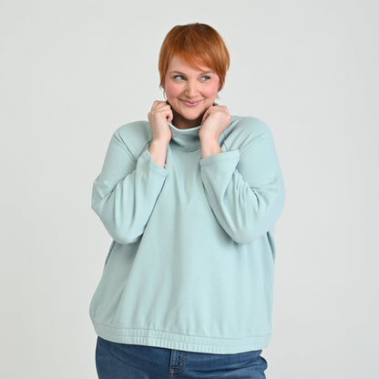 Christopher & Banks Relaxed Restyled French Terry Funnel Neck