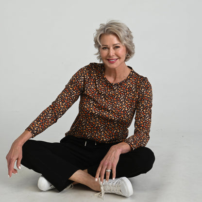 Christopher & Banks Relaxed Restyled Animal Print Long Sleeve Tee