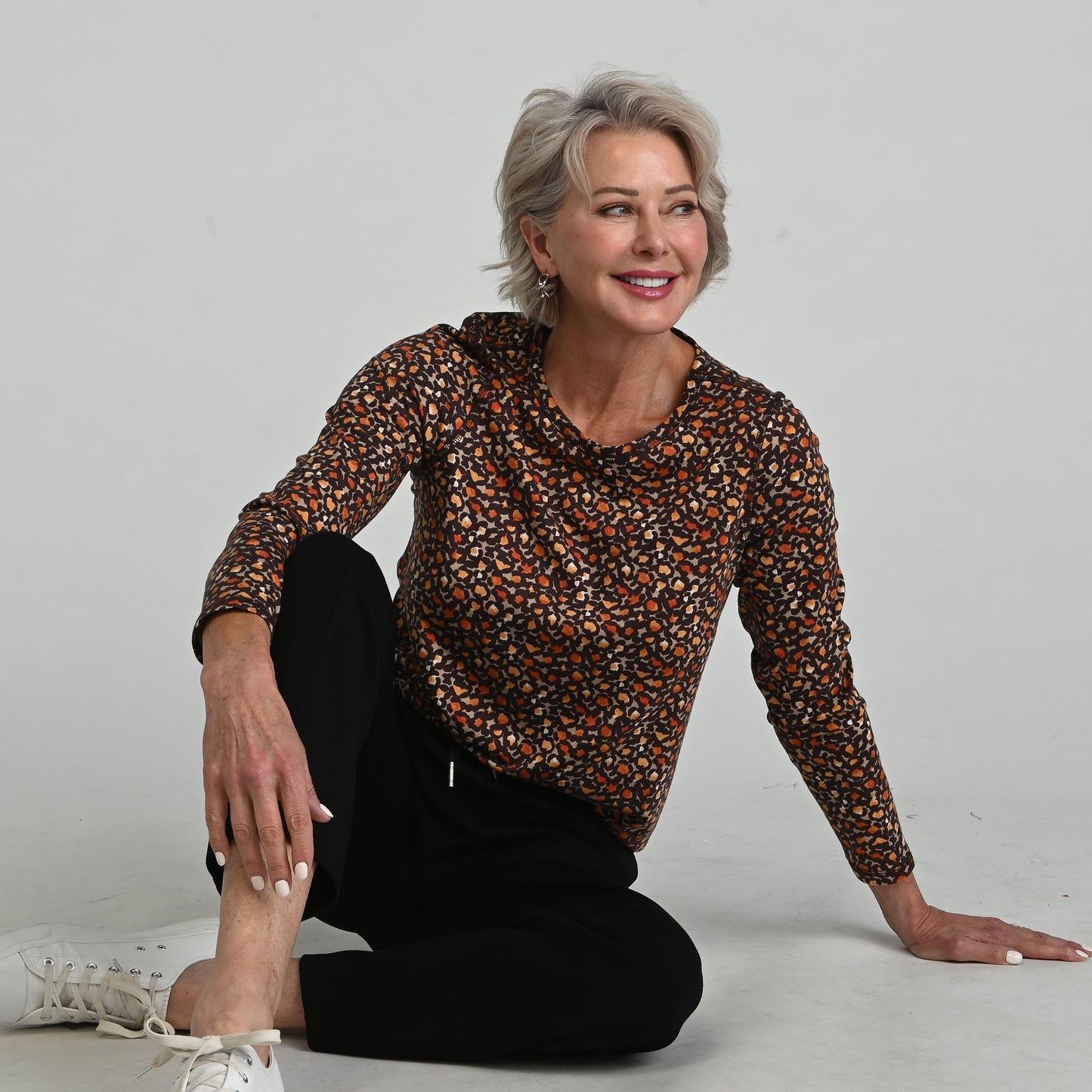 Christopher & Banks Relaxed Restyled Animal Print Long Sleeve Tee