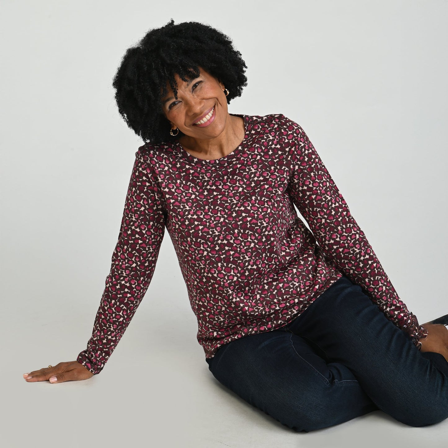 Christopher & Banks Relaxed Restyled Animal Print Long Sleeve Tee