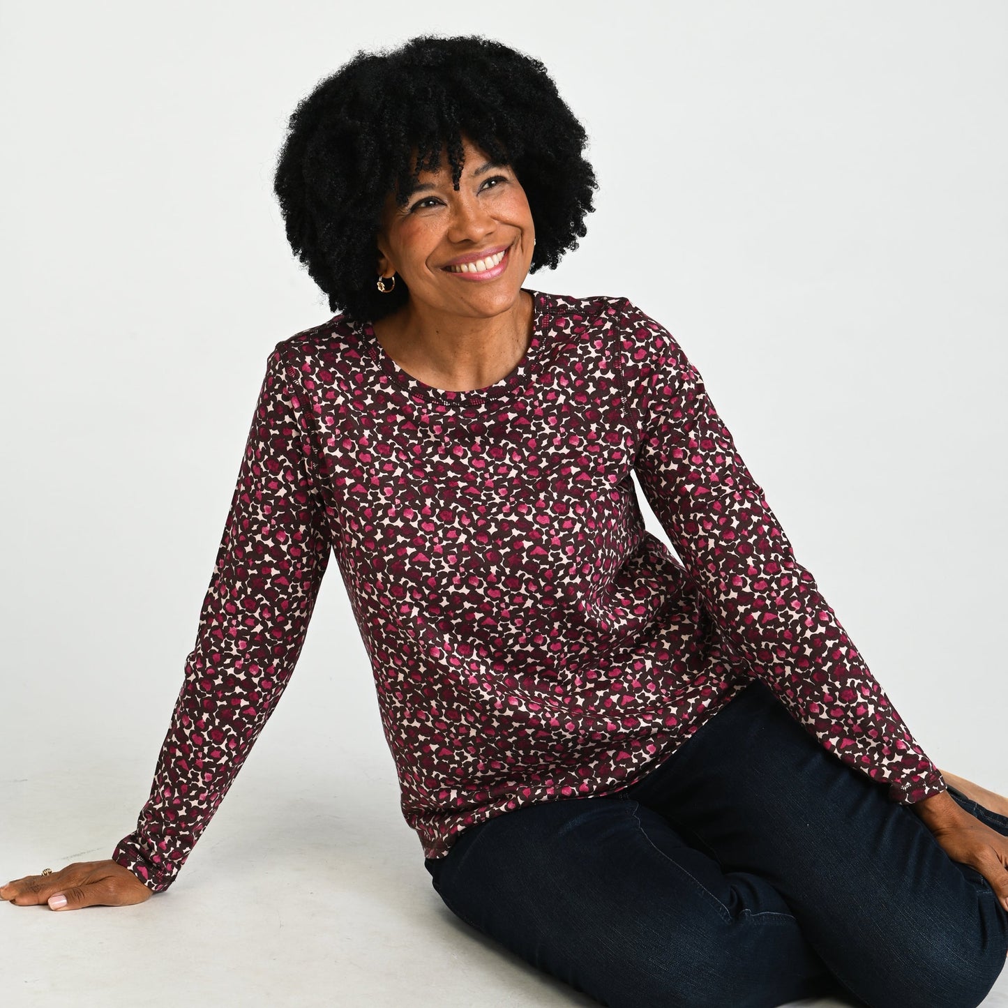 Christopher & Banks Relaxed Restyled Animal Print Long Sleeve Tee