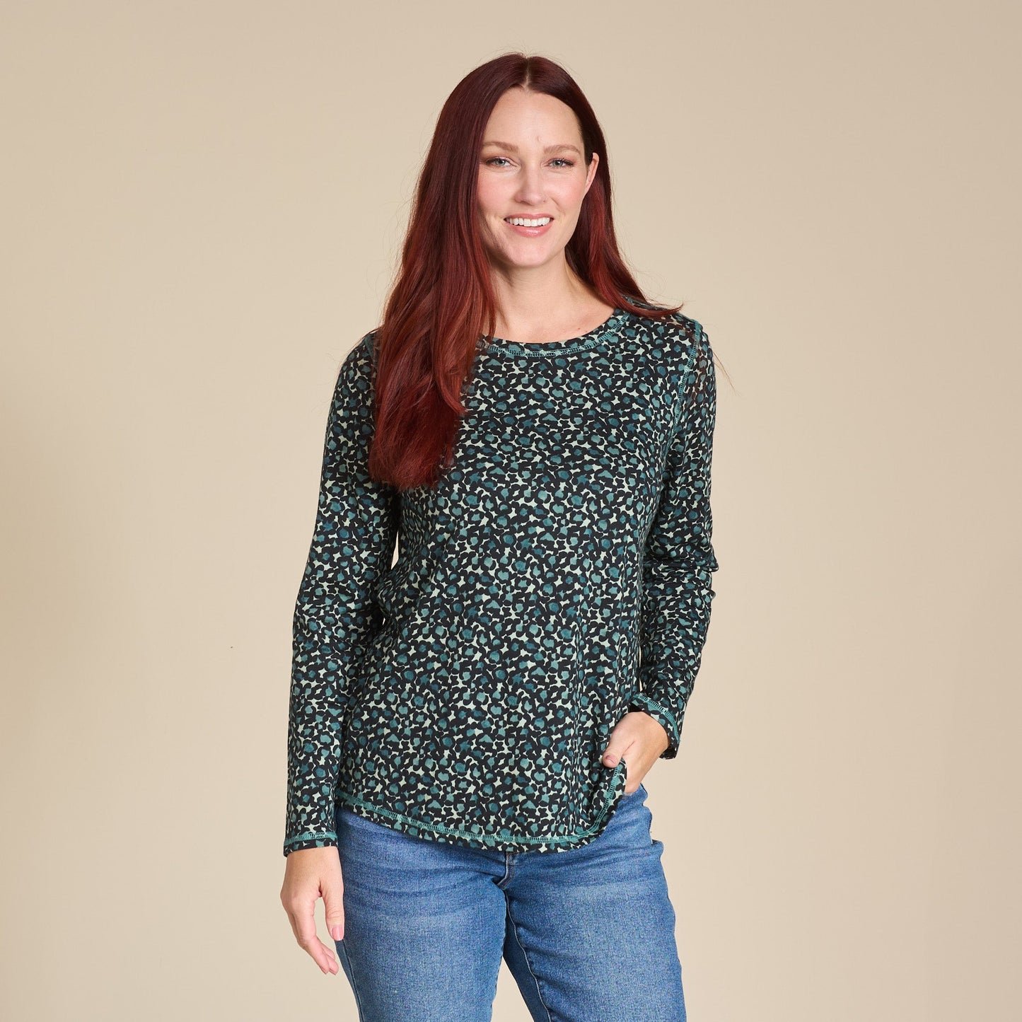 Christopher & Banks Relaxed Restyled Animal Print Long Sleeve Tee