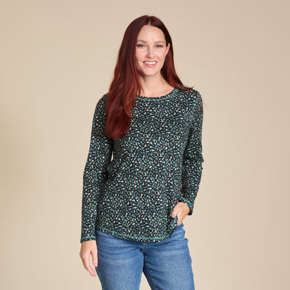 Christopher & Banks Relaxed Restyled Animal Print Long Sleeve Tee