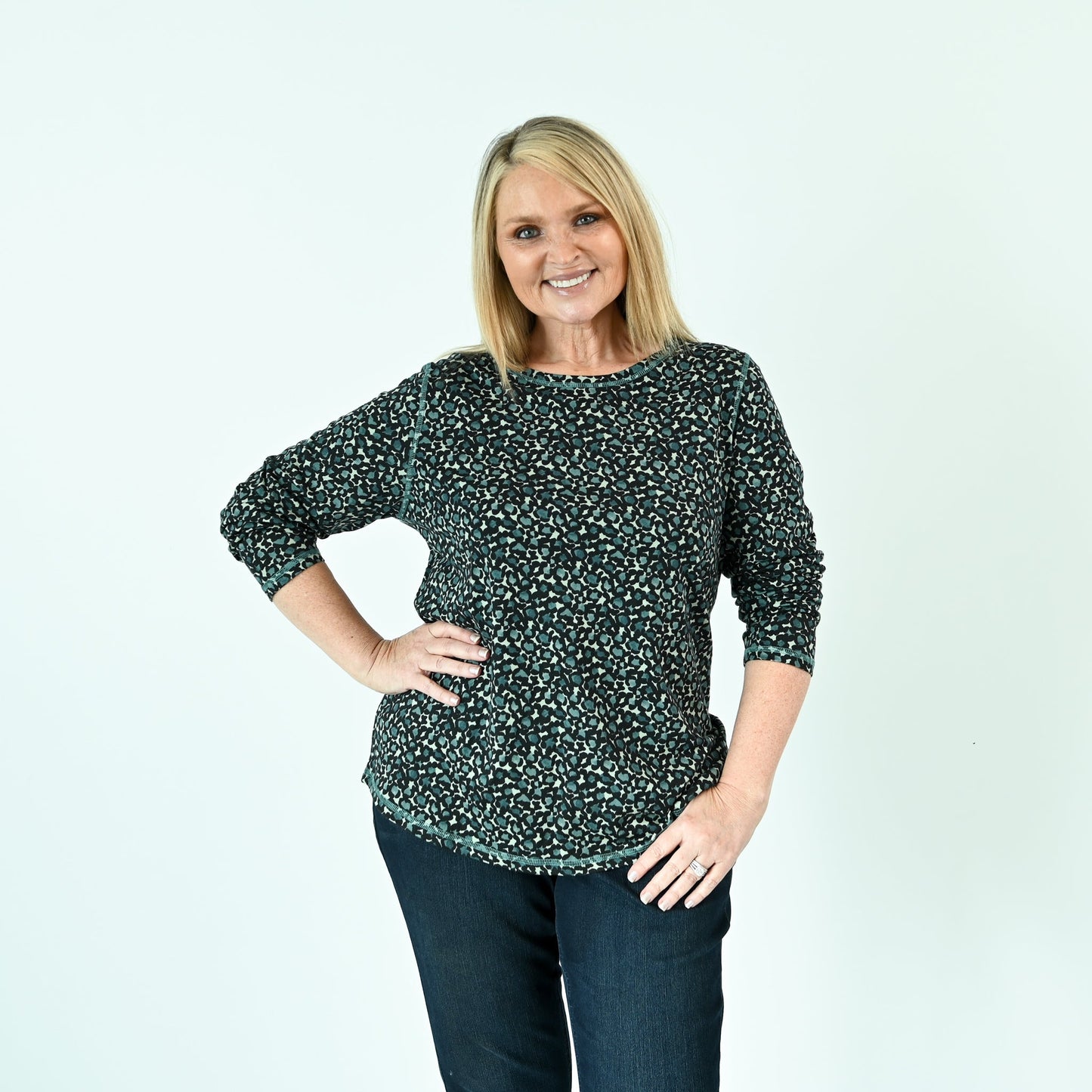 Christopher & Banks Relaxed Restyled Animal Print Long Sleeve Tee