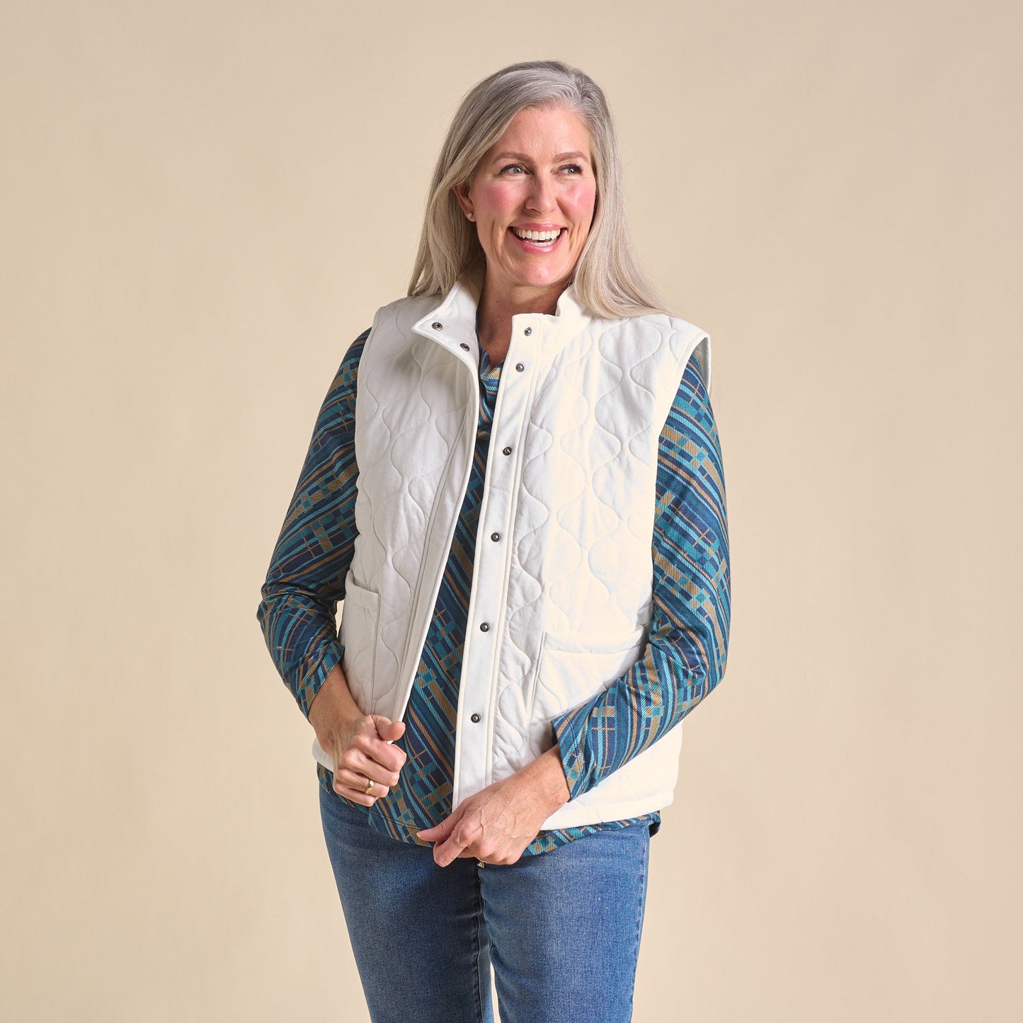 Christopher & Banks Relaxed Restyled Quilted Knit Vest