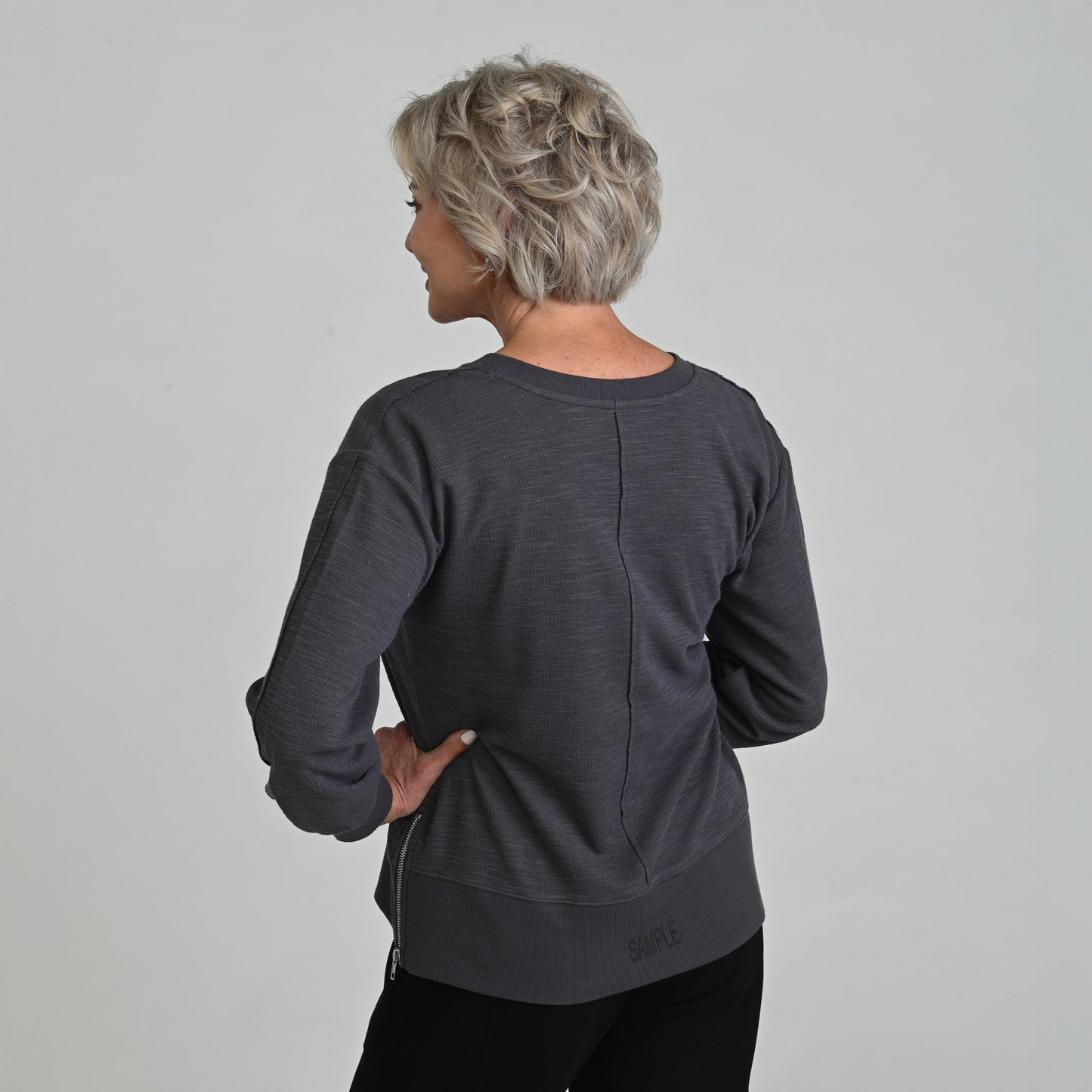 Christopher & Banks Relaxed Restyled Side Zipper Long Sleeve Top