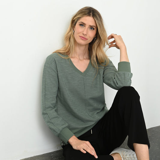 Christopher & Banks Relaxed Restyled Side Zipper Long Sleeve Top