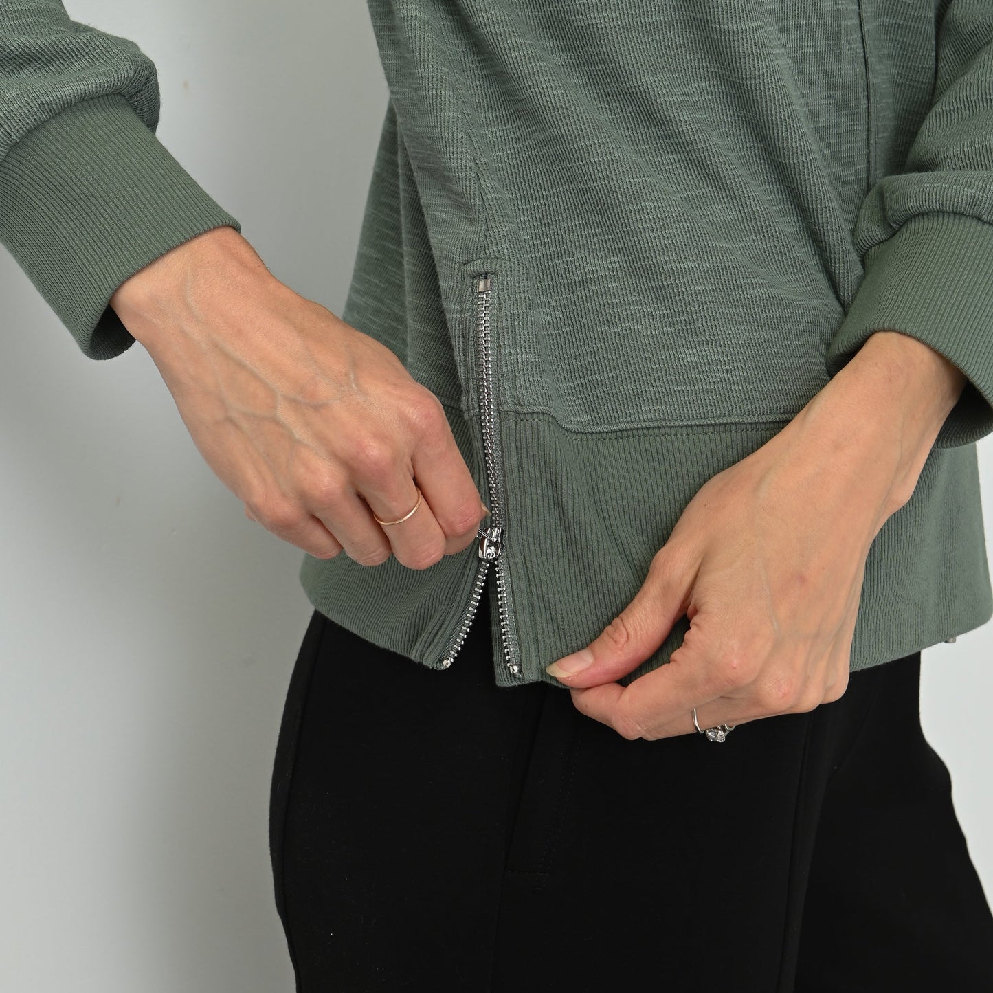 Christopher & Banks Relaxed Restyled Side Zipper Long Sleeve Top