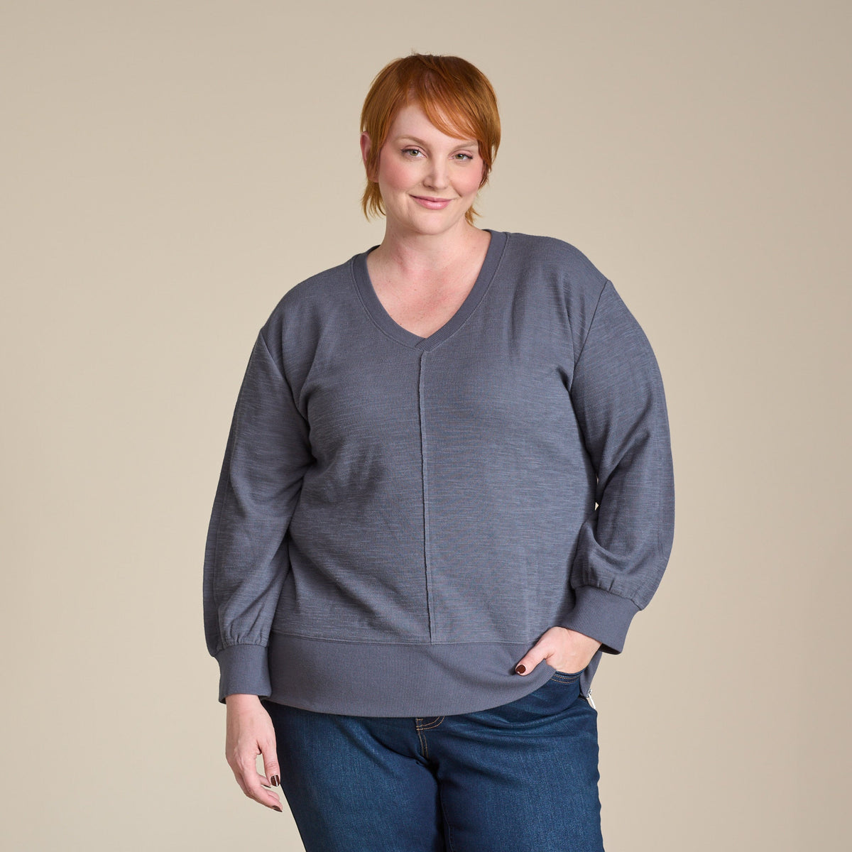 Christopher & Banks Relaxed Restyled Side Zipper Long Sleeve Top