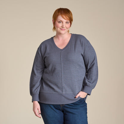 Christopher & Banks Relaxed Restyled Side Zipper Long Sleeve Top