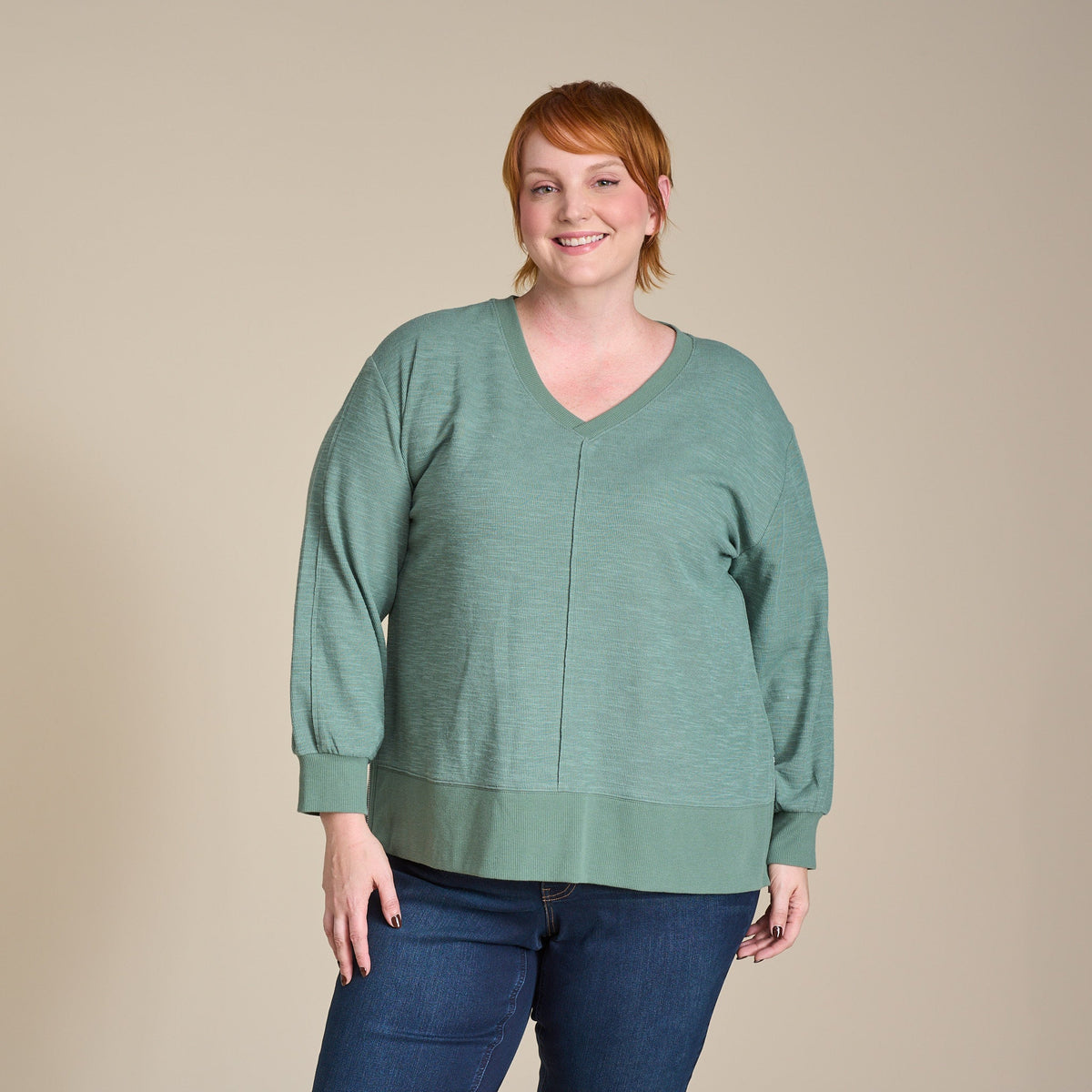 Christopher & Banks Relaxed Restyled Side Zipper Long Sleeve Top